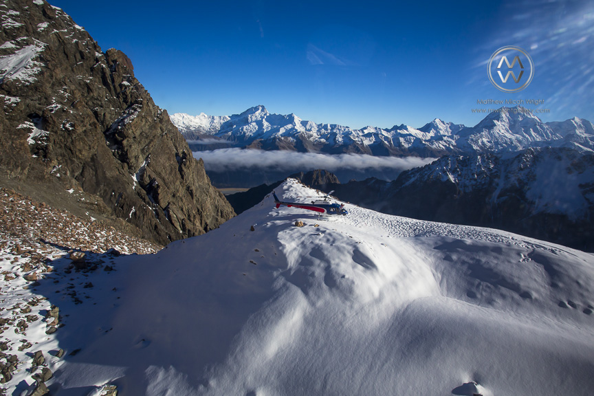 A helicopter trip to one of the snow covered mountain peaks in the Mount Cook National Park.