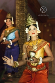 The Apsara dance in the traditional Cambodian dance as seen here at the Temple Bar in Siem Reap.