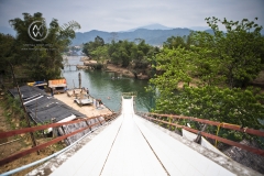 Vang Vieng, located on the Nam Song river, is a popular riverside party location in Laos. this enormous slide is one of the main attractions here.