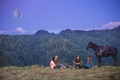 The Blue Duck lodge located in the Whanganui National park is a working cattle farm with a focus on conservation. A group of horse trekkers ride to the summet to catch the sunset.