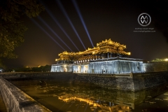 Hue's famed Imperial City at night. Many of Vietnam's ancient ruling families lived here.