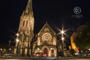A prime photo stop with the van at the Christchurch Cathedral