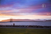 A stunning sunset descends over the city of Reykjavik.