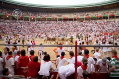 San Fermines, the annual festival in Pamplona, Spain is a major draw for Spaniars as well as International's in the month of July. For a week the city hosts constant 24 hour parties, as well as a bull morning every morning and bull fights every afternoon. The entire city adorns the traditional white garb and red sashes and scarves. Every year there are numerous injuries as well as the occasional death.